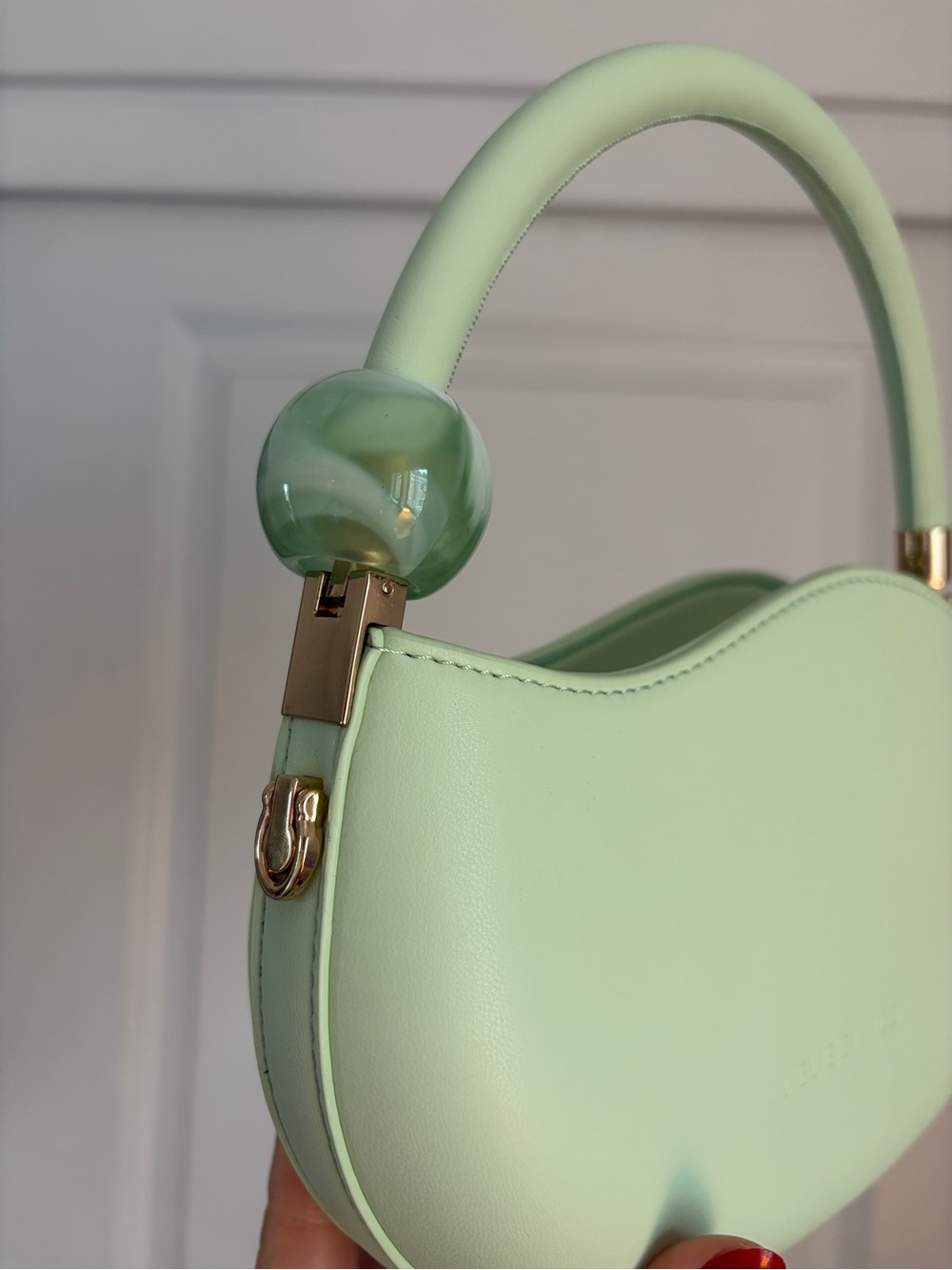 Melie Bianco Mint Green Top-Handle Mini Bag with Gold Accents - Picture 2 of 3